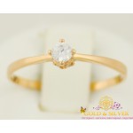 Золотое кольцо 585 проба. Женское кольцо из красного золота, с одним камушком. 380140 , Gold & Silver Gold & Silver, Украина